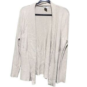 Isela Women’s Cardigan Sweater Open‎ Front Slit Sides Shawl Collar Cream Size XL